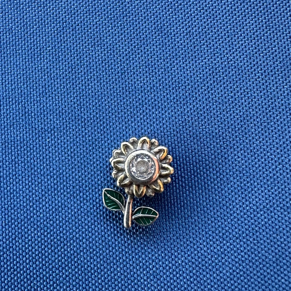 925 Italy Sterling Silver Sunflower Charm For Pandora - Picture 3 of 4